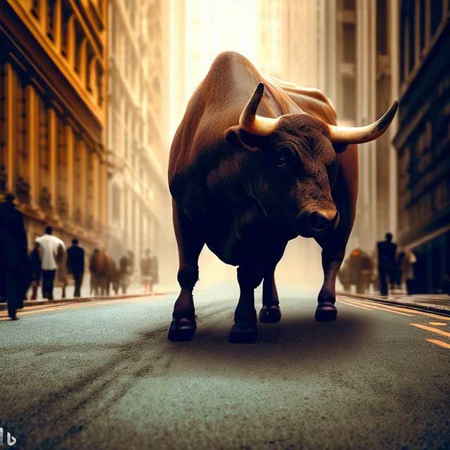 AI Finance bull on wall street